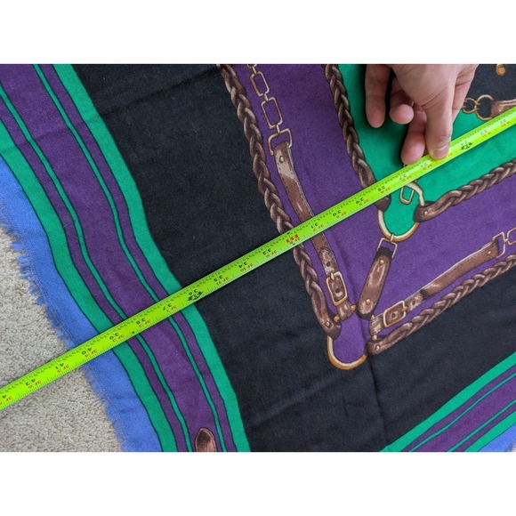 Vintage Lauren Ralph Lauren Silk Scarf *HOLES Equestrian Belt Crest 40" LXVII - Picture 7 of 16